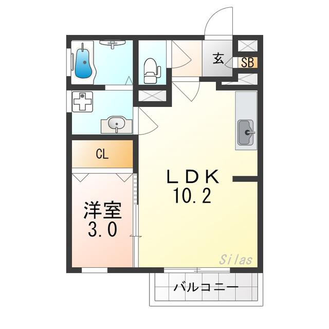 ウインドフィル(1LDK/2階)の間取り写真