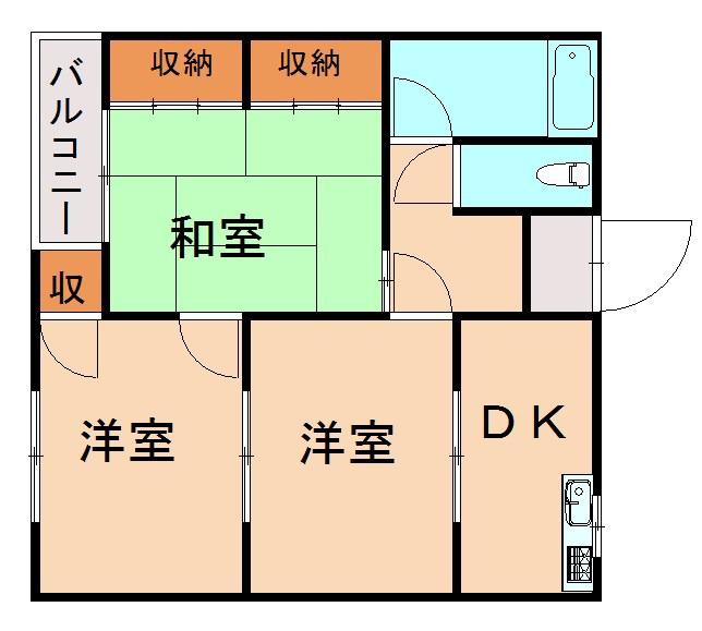 ディアドリームII(3DK/2階)の間取り写真