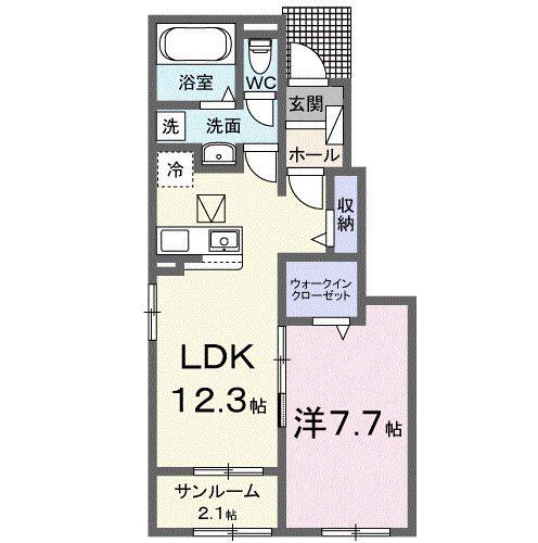 マウナ I(1LDK/1階)の間取り写真