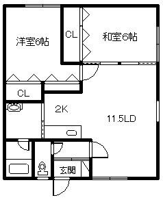 第2宝辰ハイツ(2LDK/2階)の間取り写真