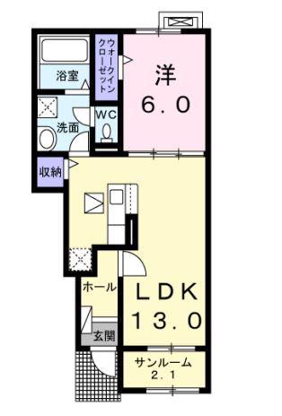 グリーン コンフォート(1LDK/1階)の間取り写真
