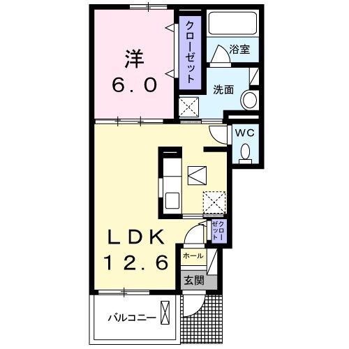 CASA・ひまわり(1LDK/1階)の間取り写真