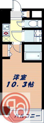 エスリード福島第5(1K/9階)の間取り写真
