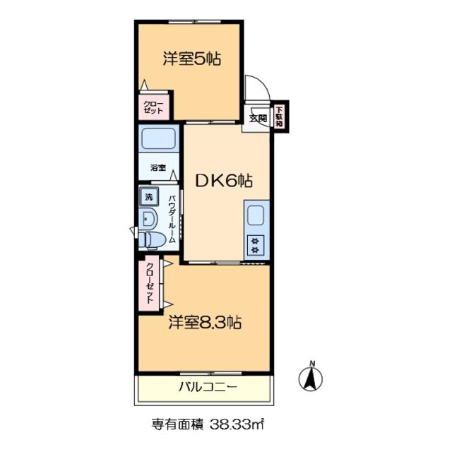 パインヒル17(2DK/1階)の間取り写真
