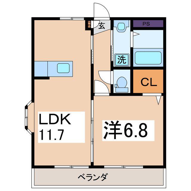 ロワイヤル登美I(1LDK/1階)の間取り写真