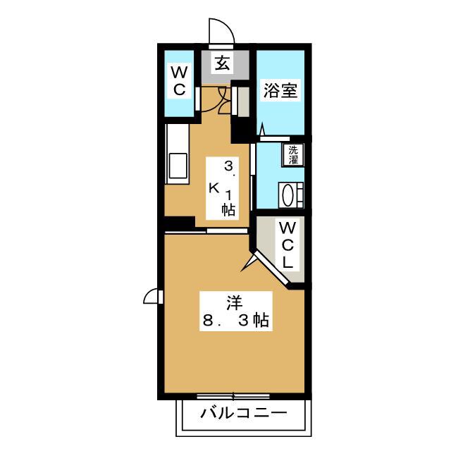 コーラルハイツB(1K/2階)の間取り写真