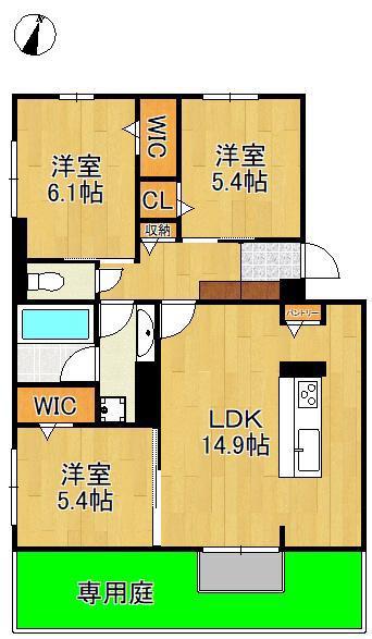TORISIA相生町(3LDK/1階)の間取り写真
