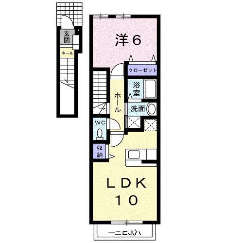 アンフォレット B(1LDK/2階)の間取り写真
