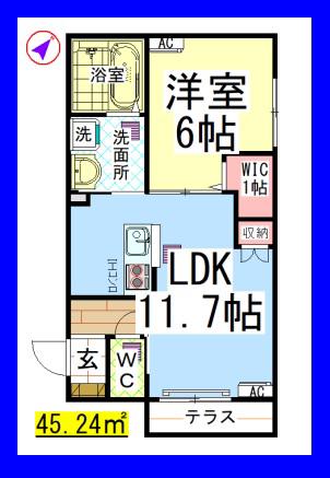 AF メゾン・ド・リス(1LDK/1階)の間取り写真