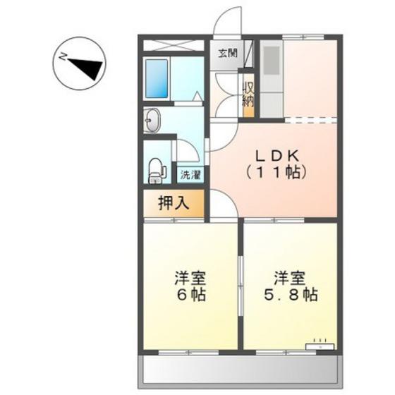 ロイヤルタムラひまわり館(2LDK/2階)の間取り写真
