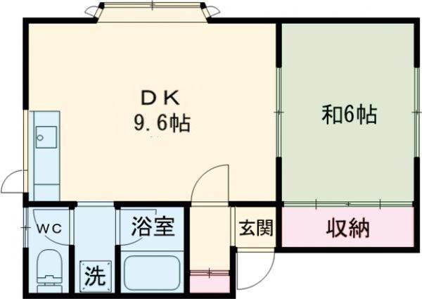 ワイアパート(1DK/2階)の間取り写真