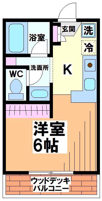 パインヒルハイム(1K/2階)の間取り写真