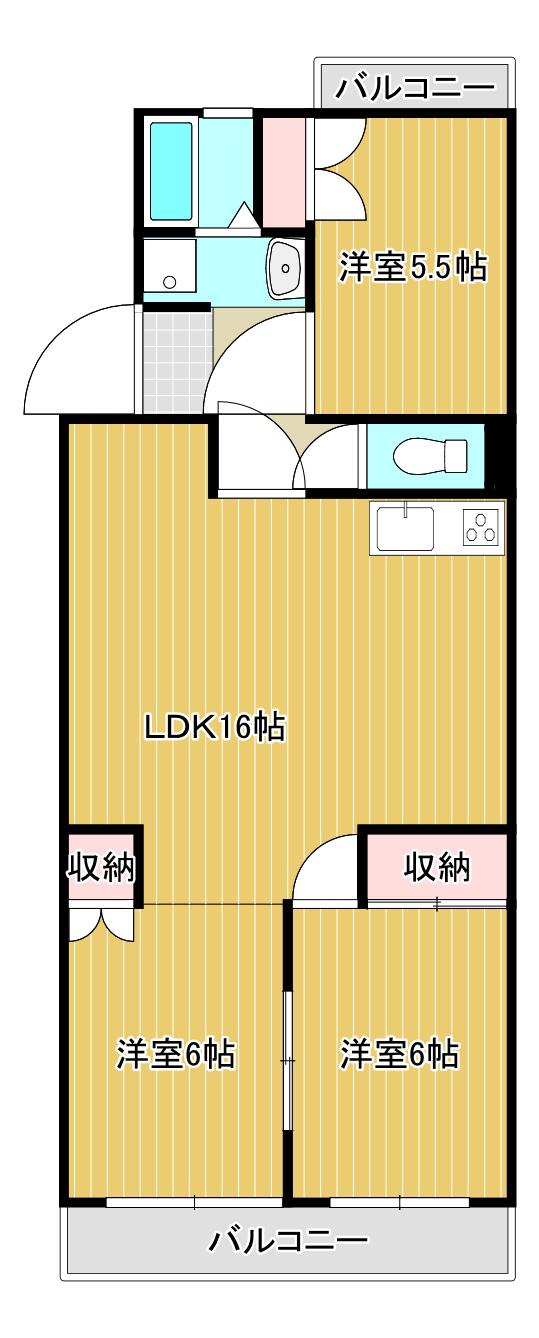 シャトーヴェルツ(3LDK/2階)の間取り写真