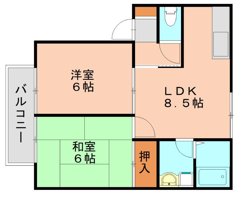 ヴィッラミサ(2LDK/2階)の間取り写真