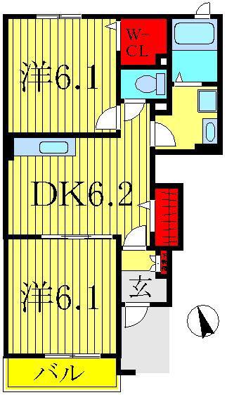 フレ アビタシオンG(2DK/1階)の間取り写真