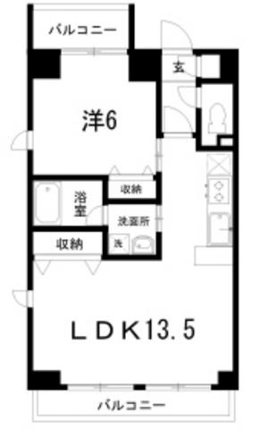シャルマン(1LDK/4階)の間取り写真