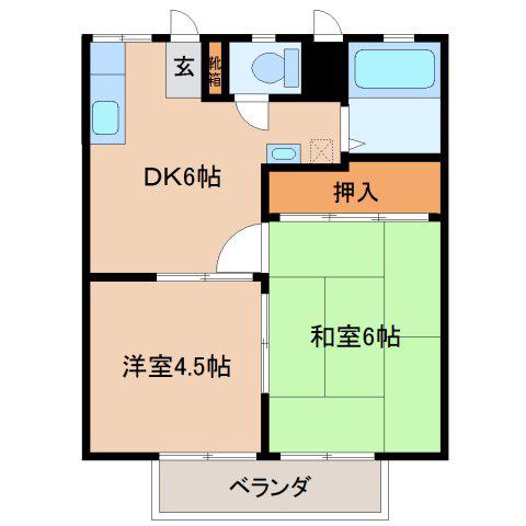 パナハイツコスモ(2DK/2階)の間取り写真