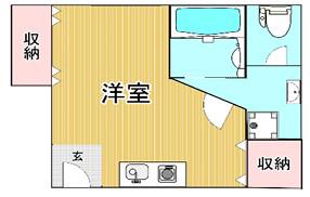 謙徳ビル(ワンルーム/2階)の間取り写真