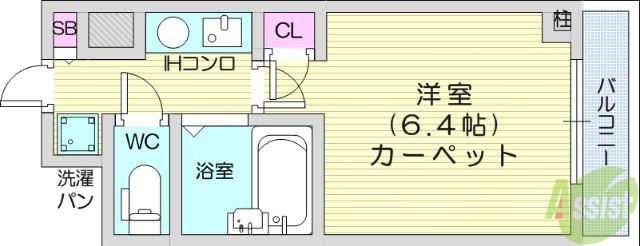 シンシア・シティ榴岡(1K/6階)の間取り写真