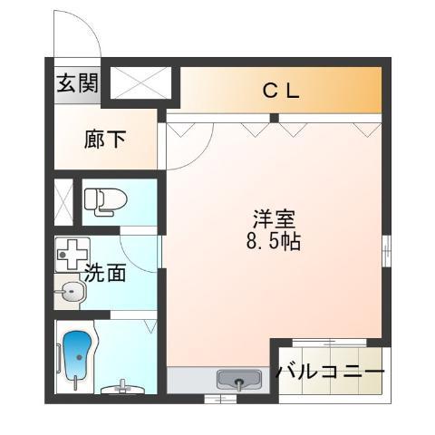 地下鉄堺筋線 天下茶屋駅 徒歩7分 4階建 築31年(ワンルーム/1階)の間取り写真