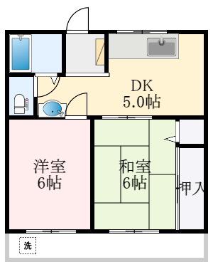 美原北野マンション(2DK/3階)の間取り写真