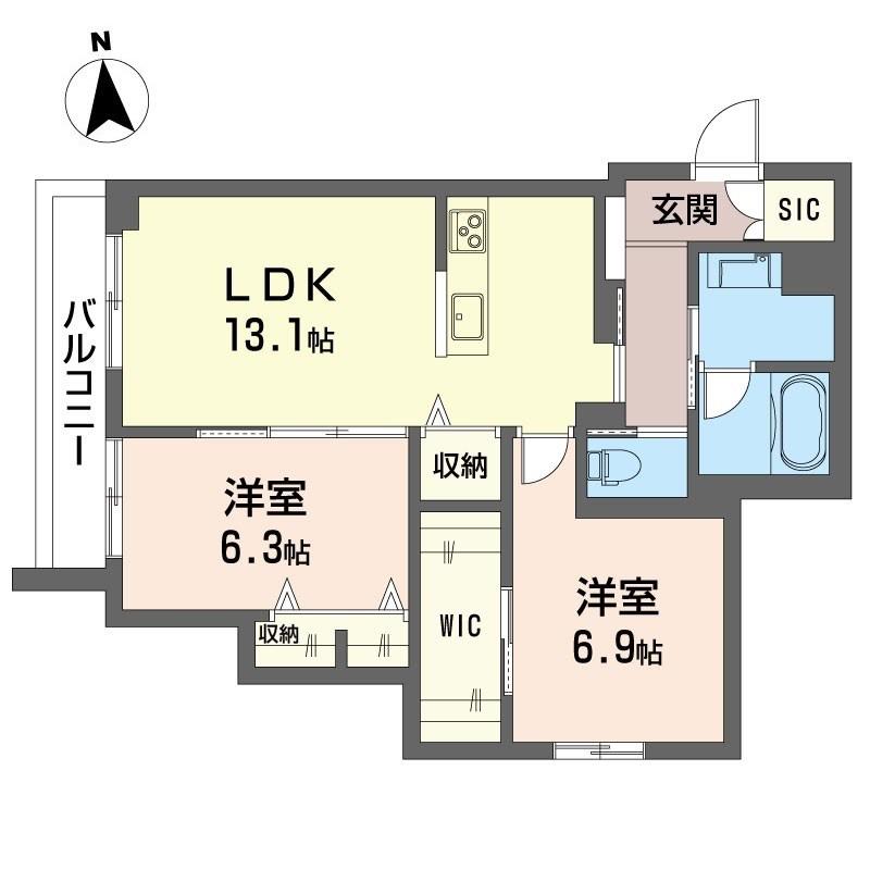 スカイ ガーデン(2LDK/3階)の間取り写真