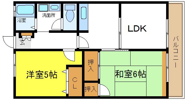 クレストK(3DK/2階)の間取り写真