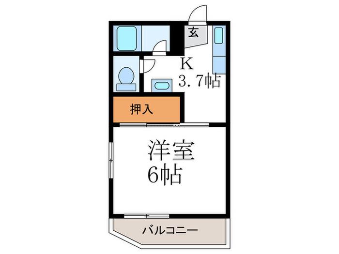 ハイツ堀ノ内(1K/1階)の間取り写真