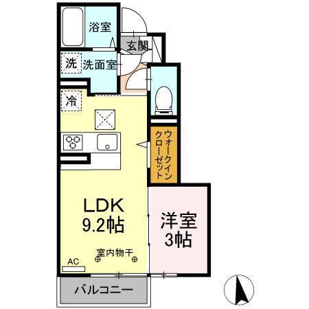 サンパティ盛南II(1LDK/1階)の間取り写真