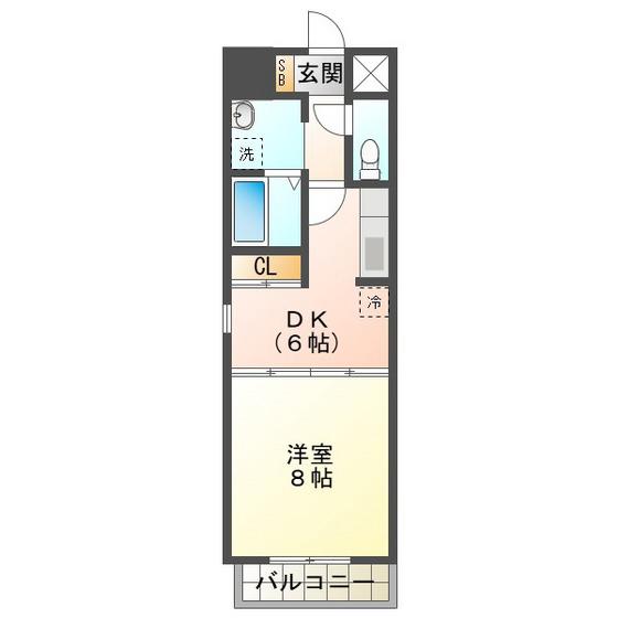 AMENITY大井手(1DK/1階)の間取り写真
