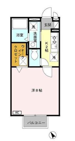 グリーンハウスD(1K/1階)の間取り写真