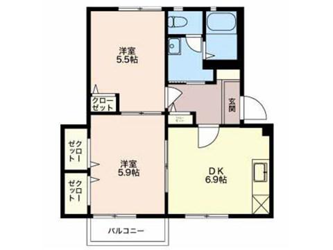 パストラル新光町I(2DK/2階)の間取り写真