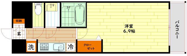 スワンズシティ大阪城コスタ(1K/6階)の間取り写真