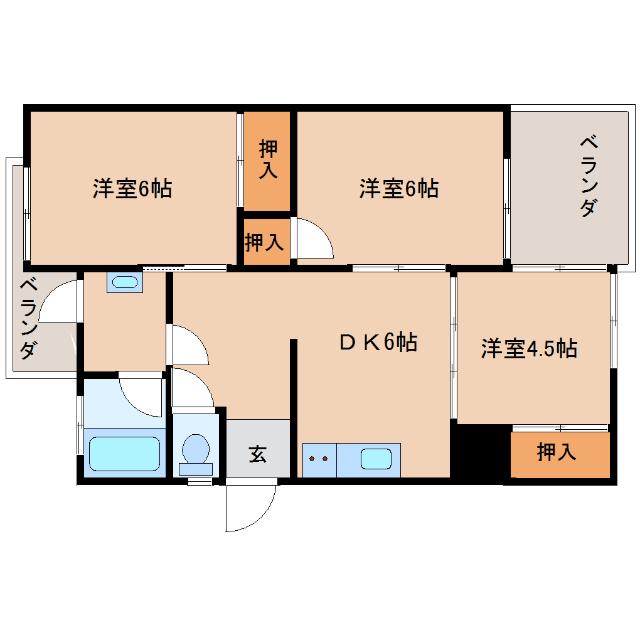 トマトハイツ(3DK/2階)の間取り写真