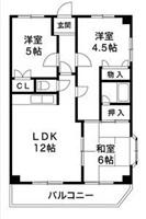 ユートピア魚住(3LDK/4階)の間取り写真