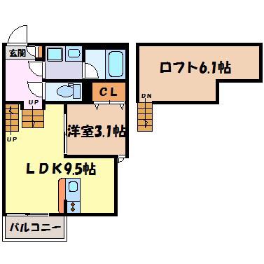 FAMILY STAGE川名I(1LDK/1階)の間取り写真