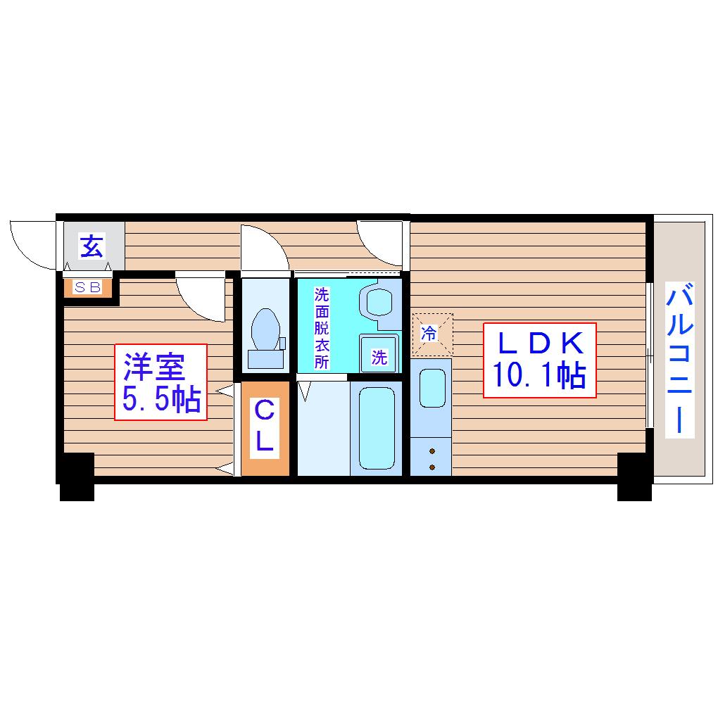 アークデュオ仙台宮町(1LDK/3階)の間取り写真