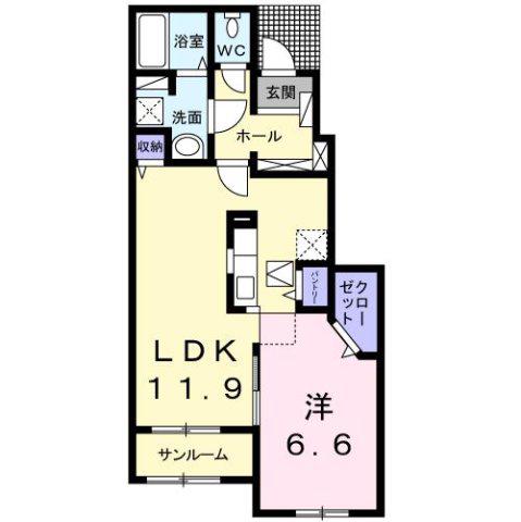 エテルノ・B(1LDK/1階)の間取り写真