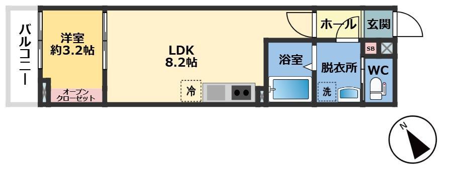 メゾン・ドゥ・アッシュ柏の葉(1LDK/2階)の間取り写真