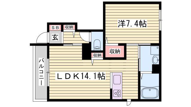 シャーメゾン東南(1LDK/1階)の間取り写真