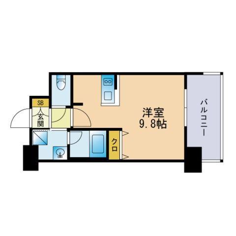エンクレストベイ天神イースト(ワンルーム/13階)の間取り写真
