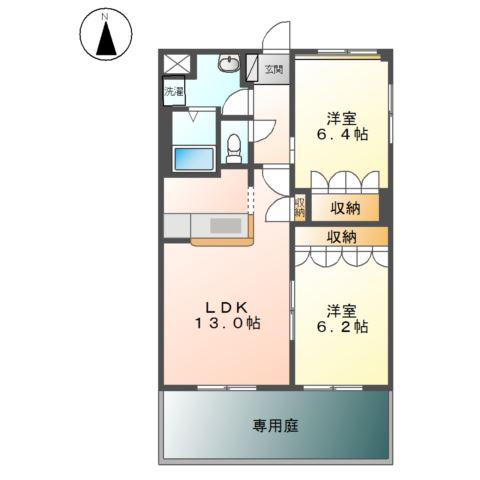 ローズガーデン長塚 I(2LDK/1階)の間取り写真