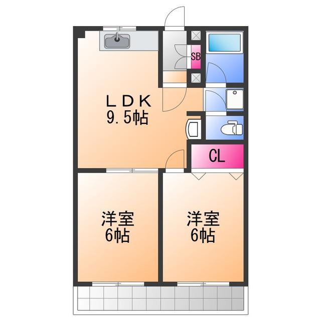 メゾンドタカ(2LDK/3階)の間取り写真