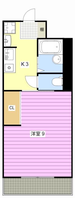 アネックス篠ケ瀬I(1K/4階)の間取り写真