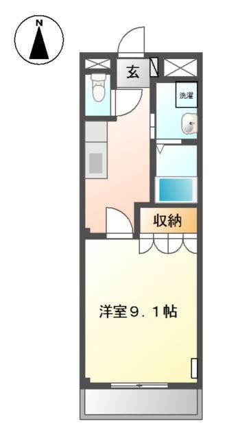 リヴェール小向(1K/1階)の間取り写真