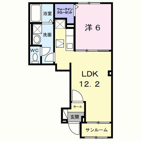 ラ・ポーズ葛原(1LDK/1階)の間取り写真
