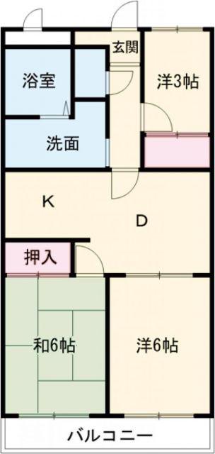 総業水戸第二ハイム(3DK/3階)の間取り写真