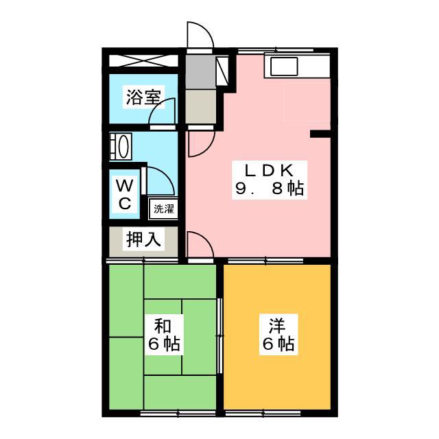 メゾンノーブル(2DK/1階)の間取り写真