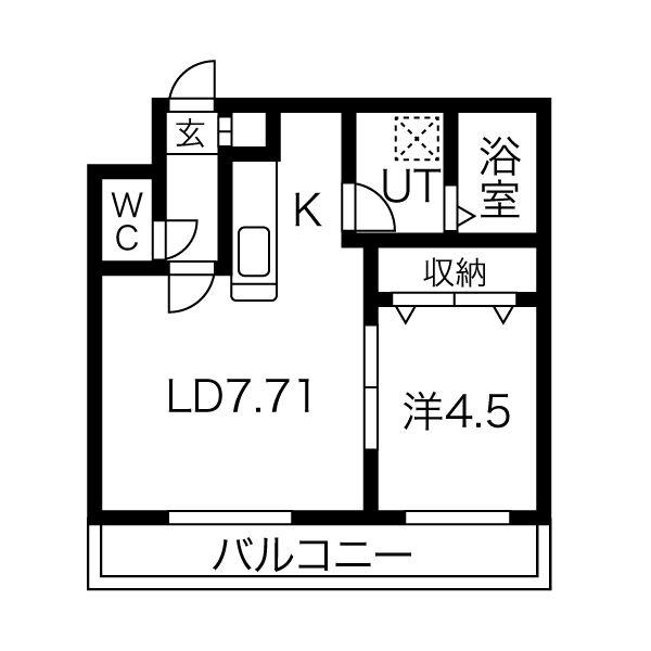 ヴォーネン幌西(1LDK/3階)の間取り写真