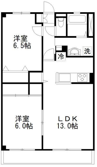 GRAND SIX(2LDK/3階)の間取り写真